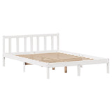 ZNTS Bed Frame without Mattress White 160x200 cm Solid Wood Pine 3301480