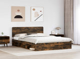 Bed Frame Smoked Oak 160 x 200 cm Solid Pine Wood 3412465