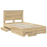 Bed Frame with Drawer with Headboard Manual Engineered Wood 3410328