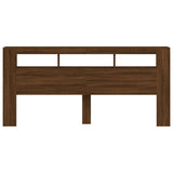 LED Headboard Brown Oak 220x18.5x103.5 cm Engineered Wood 837378