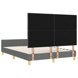 ZNTS Bed Frame in Dark Grey, 140x200 cm, Fabric 3344810