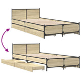 Bed Frame with Drawers without Mattress Sonoma Oak 75x190 cm Small Single 3279973