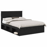 Bed Frame with Headboard Black 150 x 200 cm Solid Pine Wood 3409744