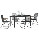 Garden Dining Set 5 pcs Black Powder-Coated Steel 3379172