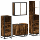 ZNTS 4 Piece Bathroom Furniture Set Smoked Oak Engineered Wood 3301247