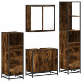 4 Piece Bathroom Furniture Set Smoked Oak Engineered Wood 3301247