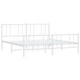 Metal Bed Frame without Mattress with Footboard White 183x213cm 352552