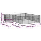 Dog Playpen 16 Panels Black Galvanised Steel 3209559
