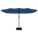 Double-Head Garden Parasol with LEDs Azure Blue 449x265 cm 362960