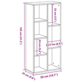 Bookcase Concrete Grey 50x25x105 cm Engineered Wood 852792