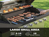 6 Burner Liquid Propane Gas BBQ Grill, Outdoor Portable Gas Barbecue Grill with Warming Rack, Side T3398P555908