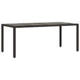 Garden Table Black Poly Rattan, Powder-Coated Steel, Tempered Glass 365592