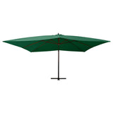 Cantilever Garden Parasol with Wooden Pole 400x300 cm Green 318428