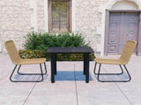 Dining Set Oak and black Poly rattan, powder-coated steel, glass 3060237