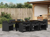 Garden Dining Set 9 pcs Black Poly Rattan 3380692