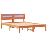 Bed Frame with Headboard Wax Brown 140 x 190 cm Solid Pine Wood 872784