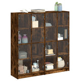 Bookcase with Doors Smoked Oak 136x37x142 cm Engineered Wood 3206521