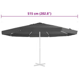 Replacement Fabric for Outdoor Parasol Anthracite 515 cm 312540
