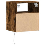 ZNTS Wall-mounted Bedside Cabinet with LED Lights Smoked Oak 3307983