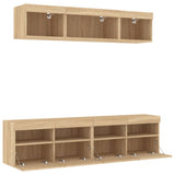 5 Piece TV Wall Units with LED Sonoma Oak Engineered Wood 3216720