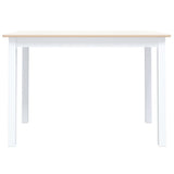 ZNTS Dining Table White and Brown 114x71x75 cm Solid Rubber Wood 247363