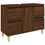 ZNTS 3 Piece Bathroom Furniture Set Brown Oak Engineered Wood 3185604