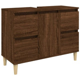 ZNTS 3 Piece Bathroom Furniture Set Brown Oak Engineered Wood 3185604