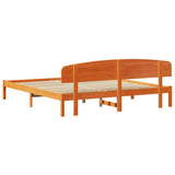 Bed Frame with Headboard Wax Brown 200 x 200 cm Solid Pine Wood 872052
