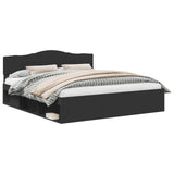 Bed Frame with Headboard Black 200 x 200 cm Solid Pine Wood 3412854