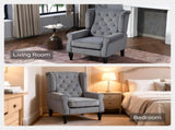 Wingback Accent Chair, Retro Upholstered Button Tufted Occasional Chair for Living Room and Bedroom, T3398P423089