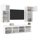 5 Piece TV Wall Units with LED White Engineered Wood 3216743