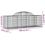 Arched Gabion Baskets 3 pcs 200x50x60/80 cm Galvanised Iron 3146279