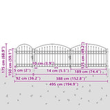 Garden Fence Gate with Arched Top Steel 1.75x5 m Black 144371