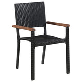 5 Piece Outdoor Dining Set Poly Rattan and Acacia Wood Black 43934