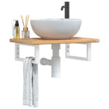 Basin Shelf Wall Mounted Steel and Solid Wood Oak 3302340