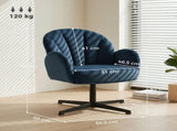 Swivel Accent Chair, Shell-Shaped Armchair with Spring Cushion, Metal Base, Dark Blue T3398P554079