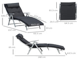 Steel Frame Outdoor Garden Padded Sun Lounger w/ Pillow Black T3398P315432
