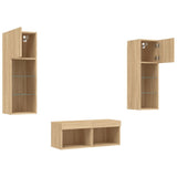 4 Piece TV Wall Cabinets with LED Lights Sonoma Oak 3216578