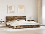 Storage Bed with Drawer Smoked Oak 180 x 200 cm Engineered Wood 3411881