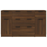 ZNTS 3 Piece Sideboard Set Brown Oak Engineered Wood 3115827