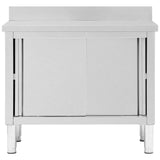 ZNTS Work Table with Sliding Doors 100x50x cm Stainless Steel 51050