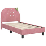 Children's Bed Frame with Headboard Pink 80 x 160 cm Velvet 42011065