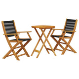 Bistro Set Black Solid acacia wood, Polypropylene Compact 3281793