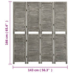 ZNTS 4-Panel Room Divider Grey 143x166 cm Solid Wood 338575