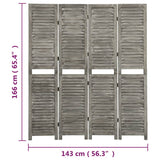 ZNTS 4-Panel Room Divider Grey 143x166 cm Solid Wood 338575