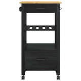 Kitchen Trolley MONZA Black 48 x 40 x 88.5 cm Solid Pine Wood 42027032