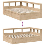 Bookcase Bed without Mattress 135x190cm Solid Wood Pine 3324475
