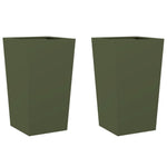 ZNTS Garden Planters Olive Green 2 pcs 45x45x75 cm Steel 851101