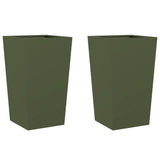 ZNTS Garden Planters Olive Green 2 pcs 45x45x75 cm Steel 851101