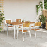 Outdoor Dining Set 5 pcs Solid Acacia Wood and Stainless Steel 3334791